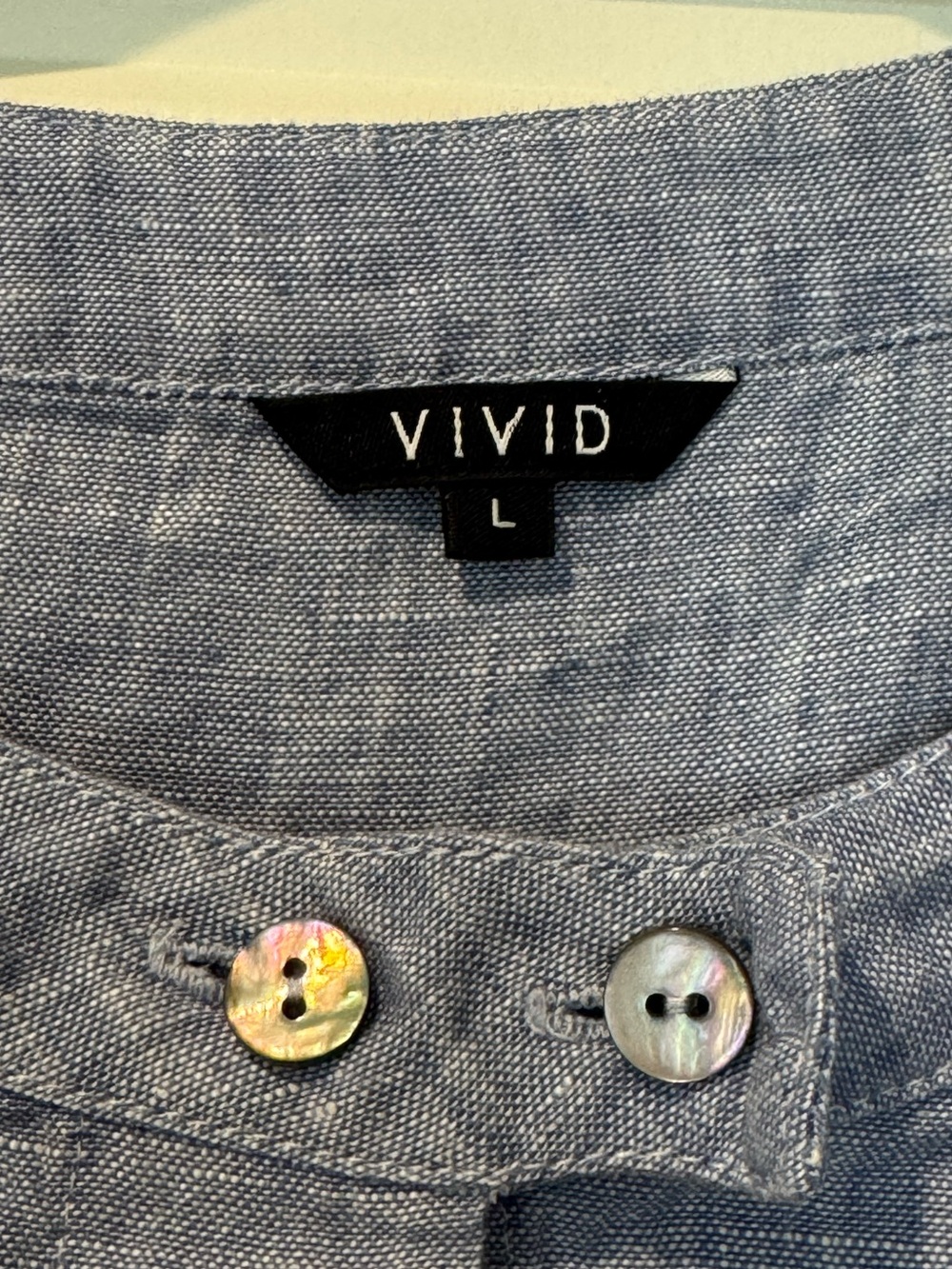 VIVID L Blue Linen Button Down Shirt - Picture 2 of 7